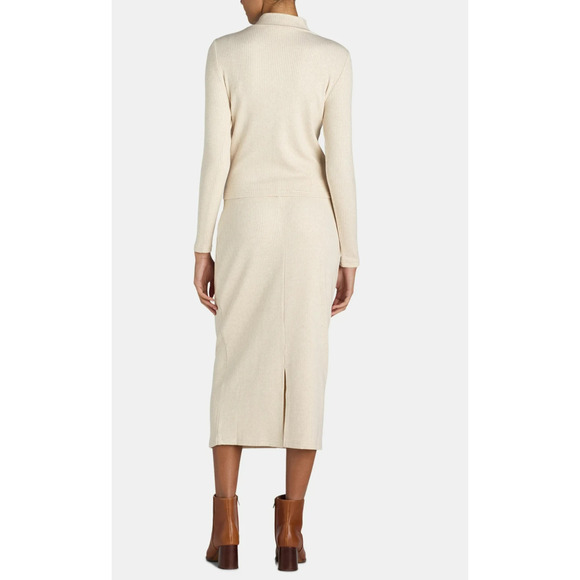 Time and Tru Womens Mock Neck Top and Midi Skirt Set 2-Pcs Oatmeal Heather Sz L - Picture 3 of 8